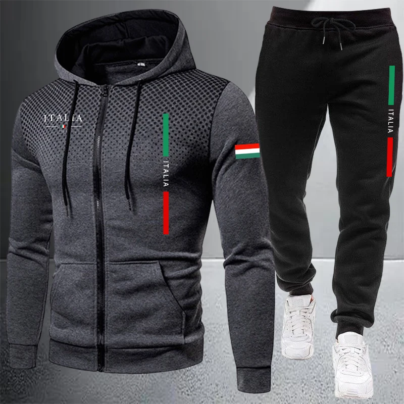 Winter Cloth - Herren-Trainingsanzug Lässiger Reißverschluss-Kapuzenpullover Outdoor-Sportbekleidung Jogging-Anzug Herbst-Winter