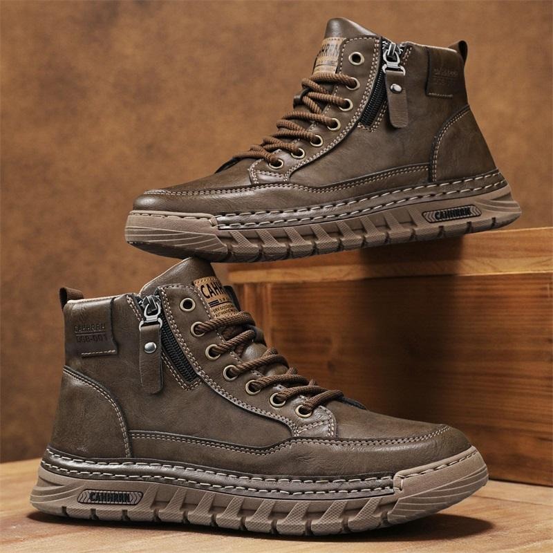 Winter Clothing Material - Herren Leder High-Top Stiefeletten Frühling Winter