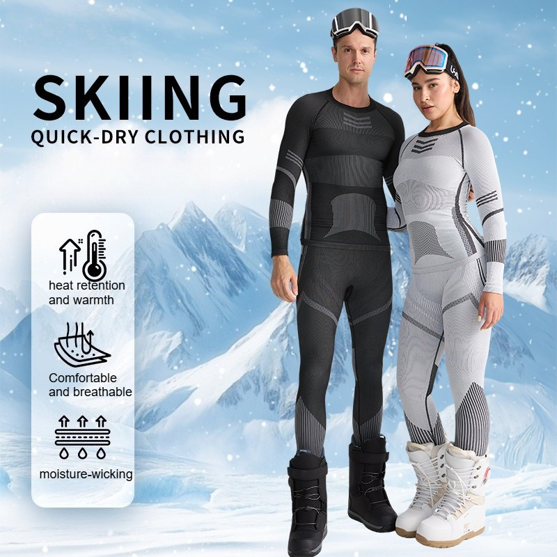 Thermal Base Layer - Ski-Basisschicht-Set für Herren und Damen, thermisch,