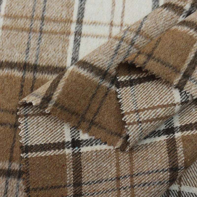 Winter Clothing Material - 100x148cm Weicher, dicker Vintage-Wollstoff mit Karomuster,