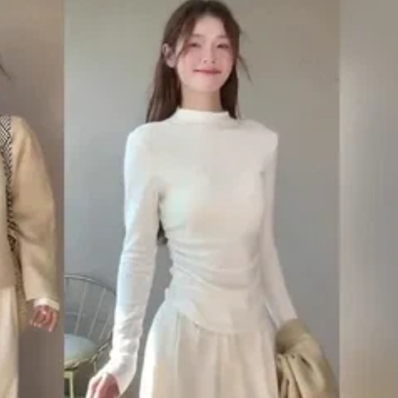 Thermal Base Layer - Damen Mock Neck Gebürstetes Thermo-Oberteil Herbst
