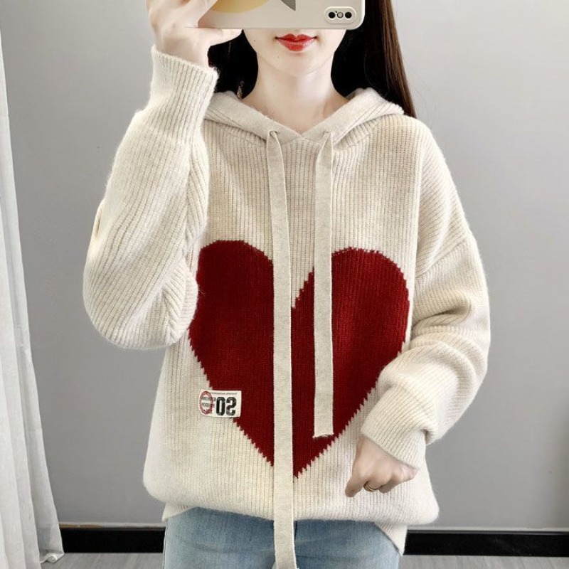 Winter Clothing Drawing - Beige Damen Hoodies Sweatshirts Koreanische Modedesigner