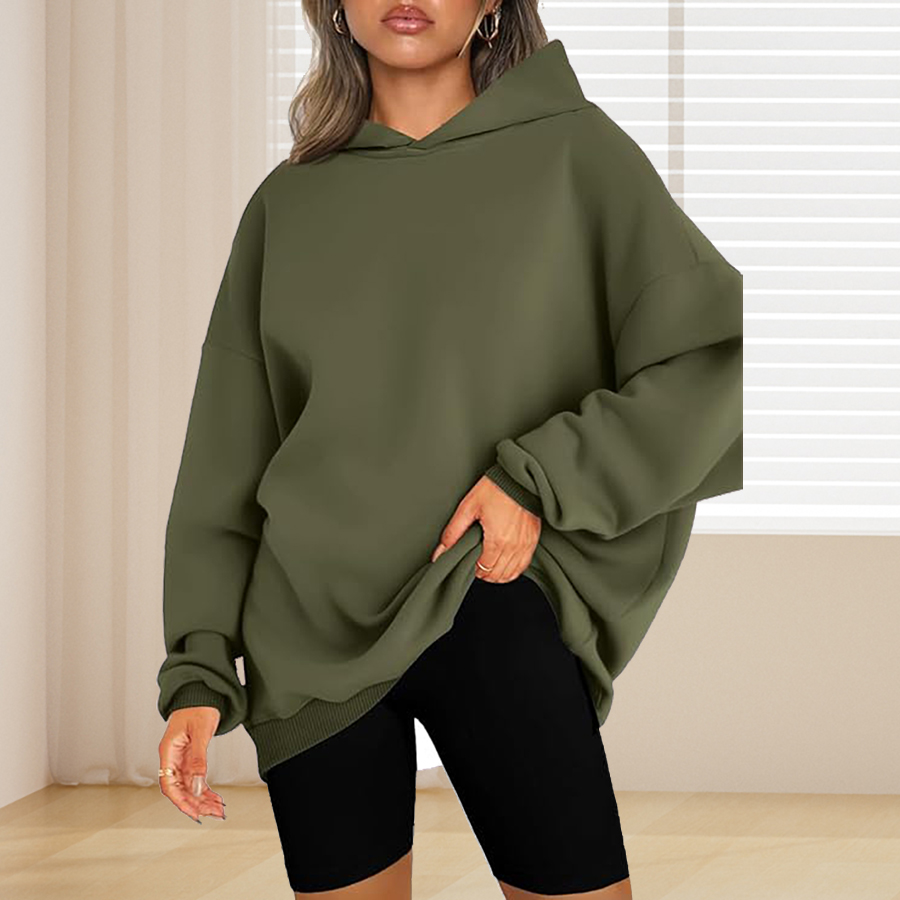 Einfarbiger Basic-Hoodie in Üb – Winter Clothing Plus Size Bewertung und Preis